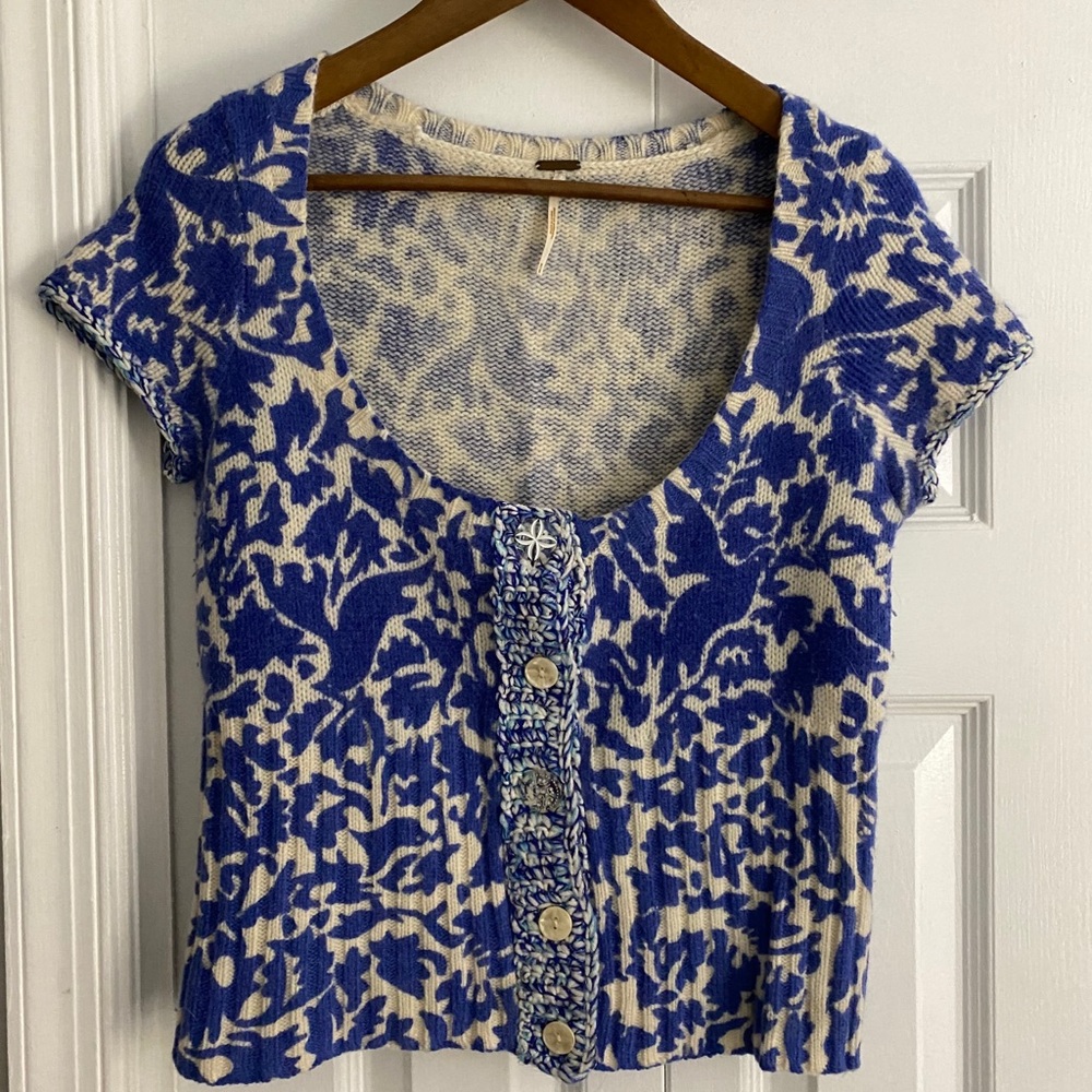 Free People Wool Short Sleeve Sweater